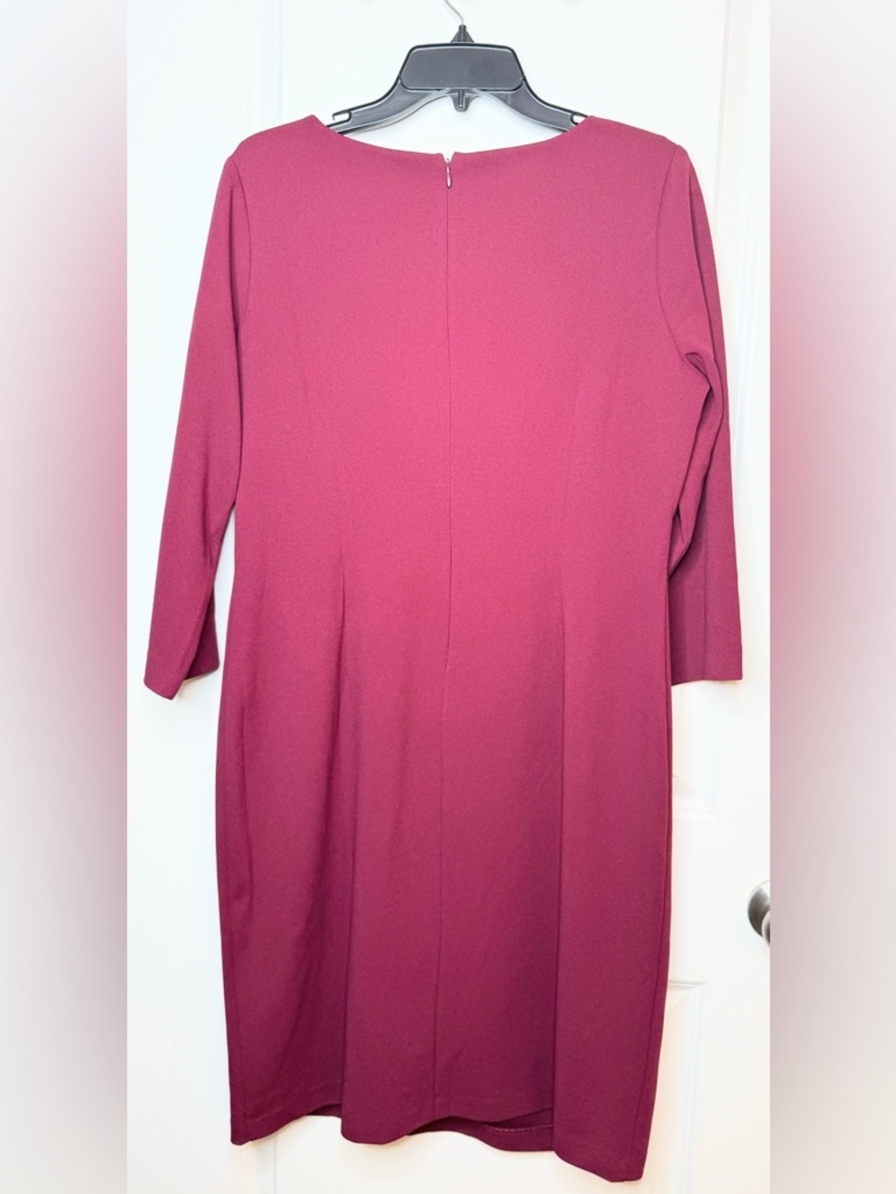 Liz Claiborne Dress Womens 12 Maroon Sheath Career Office 3/4 Sleeve Midi - Picture 4 of 7